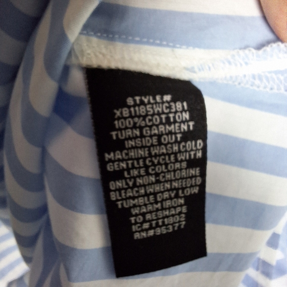 Sanctuary Blue Stripe Ruffle Crossover Pirate Shirt Top Blouse - Size  L - Picture 6 of 10